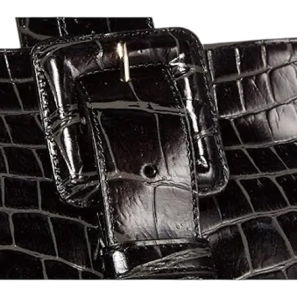 Brahmin Faith Black Veil Croc Embossed Melbourne Leather Satchel Bucket Bag - Picture 5 of 9